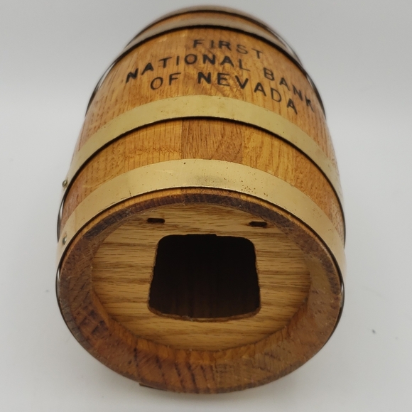 First National Bank of Nevada Barrel Coin Bank - Picture 3 of 4